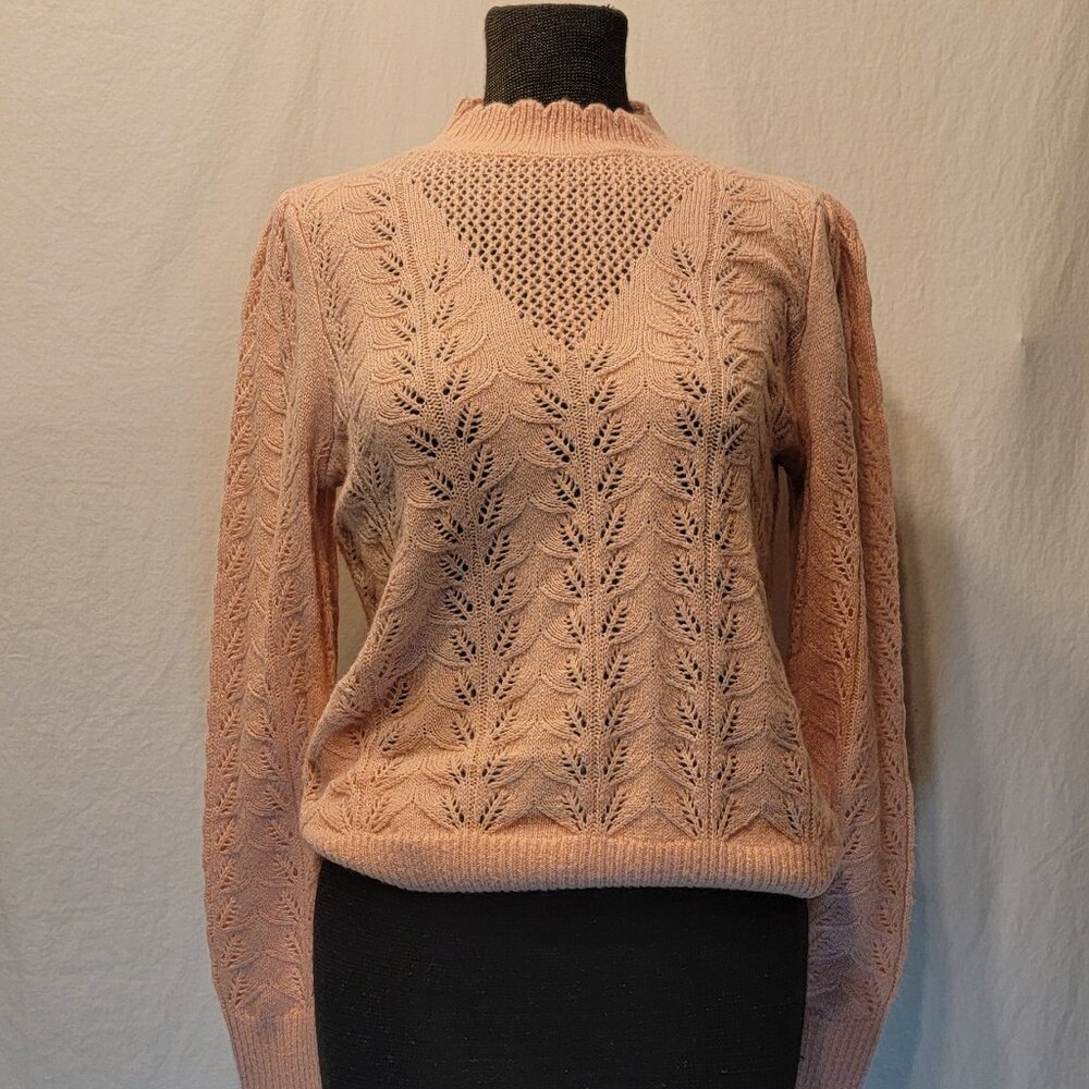 LOFT | Womens Lacy Sweater Size S - Pink - Picture 2 of 8